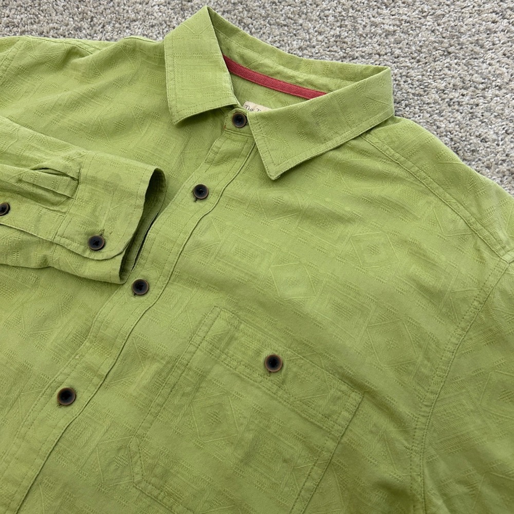 The‎ Territory Ahead Button Up Shirt Large Green Geometric Jacquard 143210